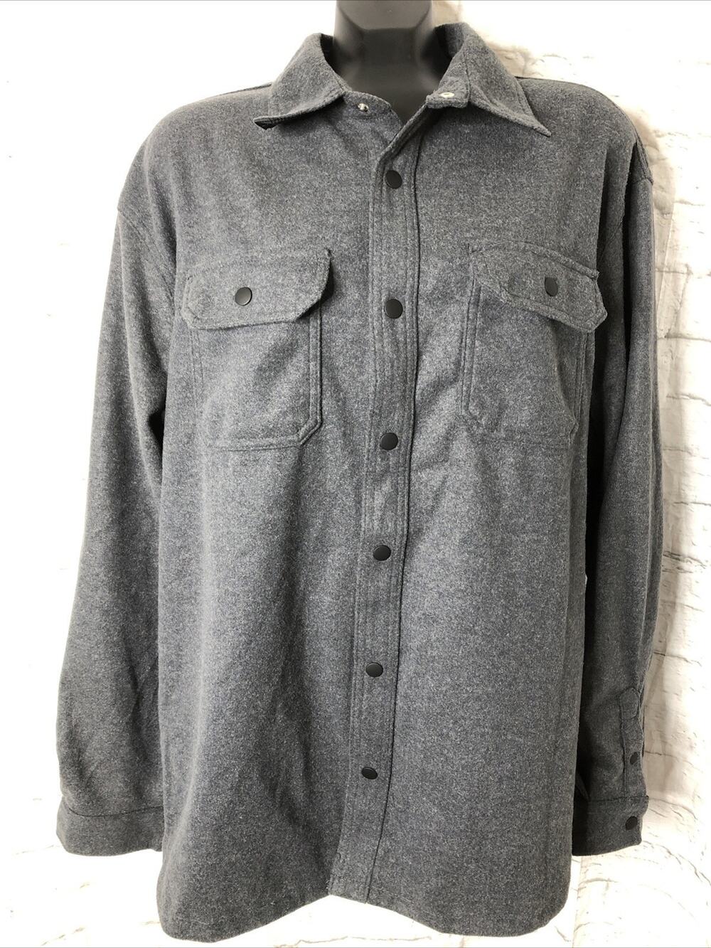 GIASONE Mens Gray Button Up Shirt Jacket Heavyweight Size XXL